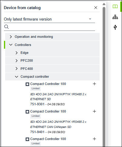 “Device from Catalog” Product Selection