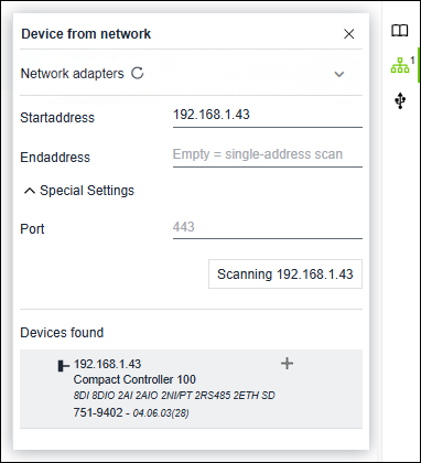 Devices from Network” Product Selection