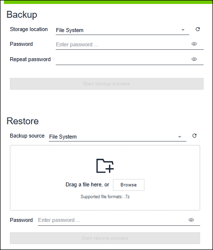 “Backup/Restore” View