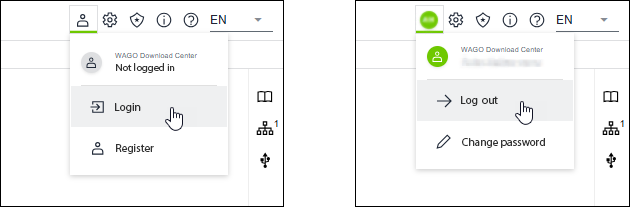 Log In and Log Out via the WAGO Account