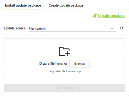“Install Update Package” Tab
