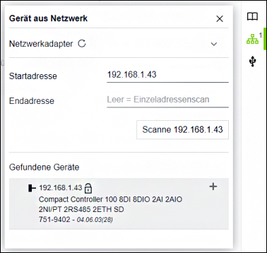 Produktauswahl „Geräte aus Netzwerk“