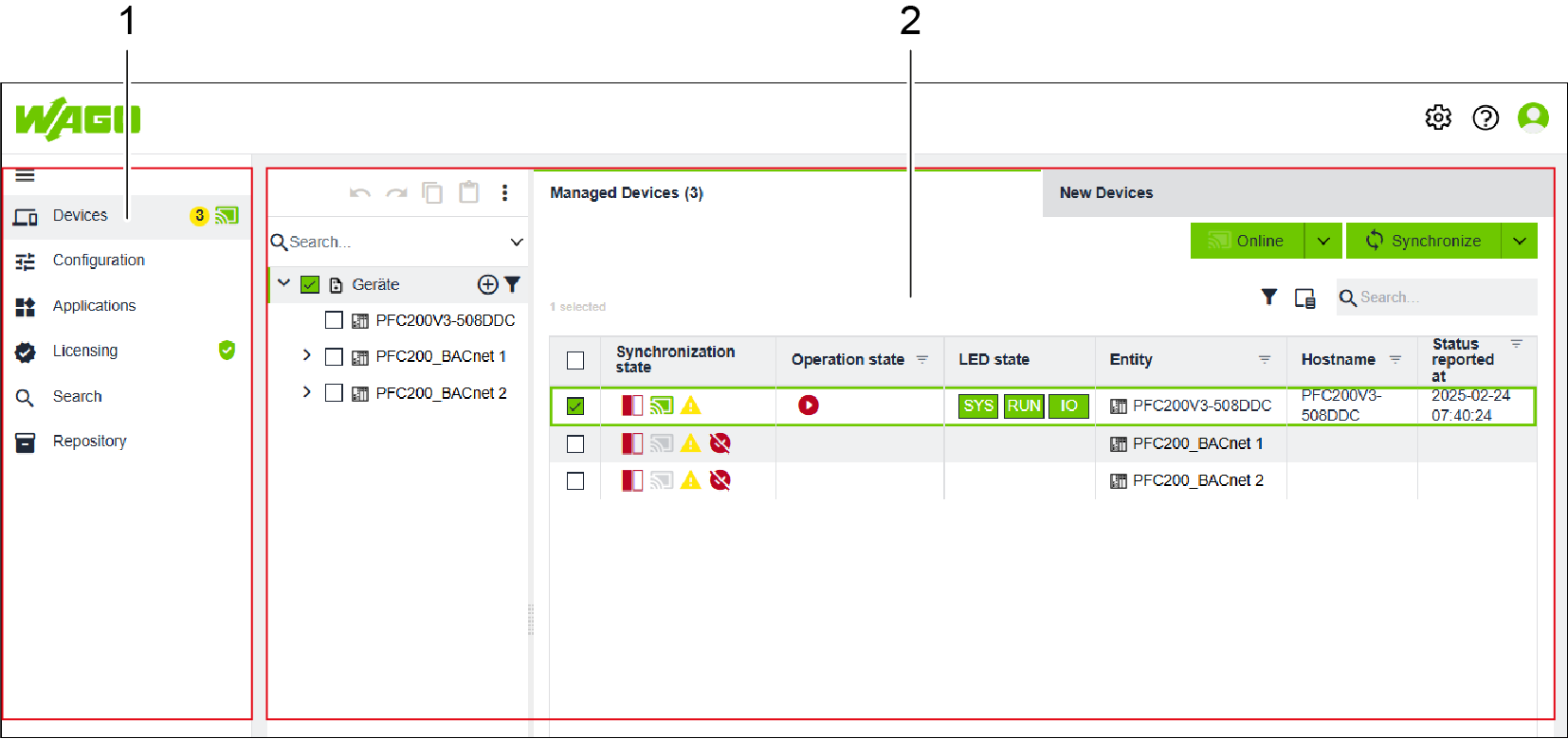 Structure of the User Interface in the “Start View” Area