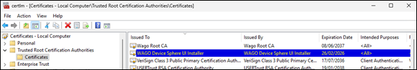 Certificats de confiance « root CA » dans le gestionnaire de certificats