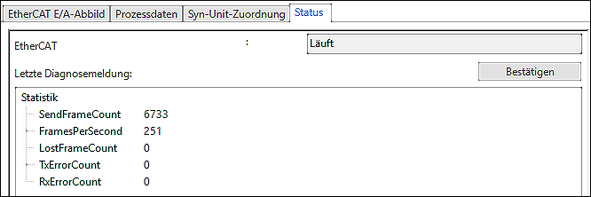 Register „Status“ im EtherCAT-Feldbuskonfigurator