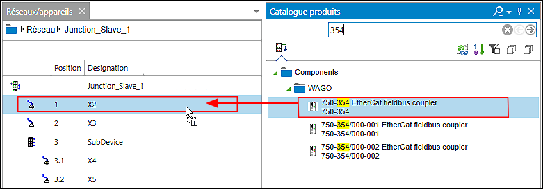 Connecter des esclaves EtherCAT à Junction