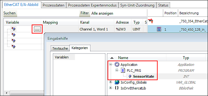 Abbilden auf Applikationsvariablen