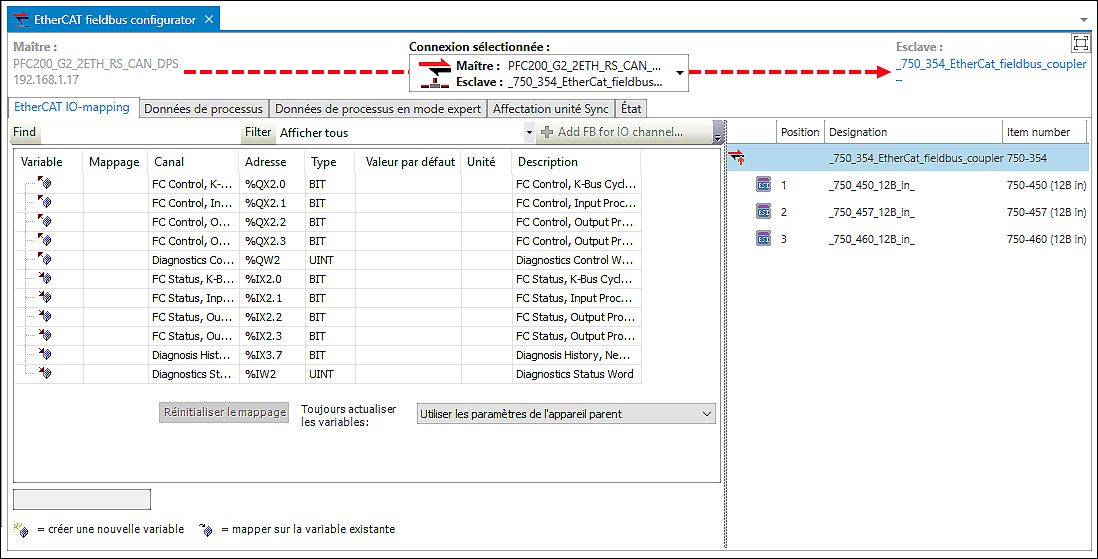 configurateur de bus de terrain EtherCAT – EtherCAT IO-mapping