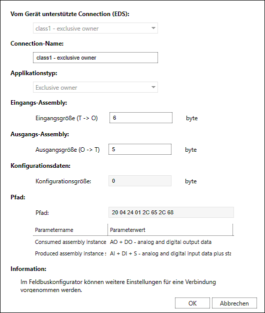 Dialogfenster zum Hinzufügen oder Bearbeiten von Connections