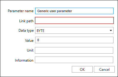 Dialog for Adding and Editing User Parameters