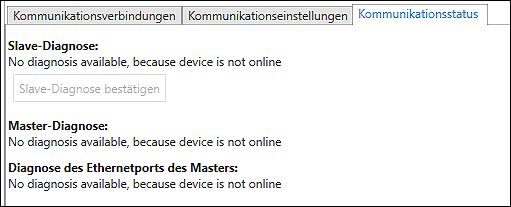 Feldbuskonfigurator – Register „Kommunikationsstatus“