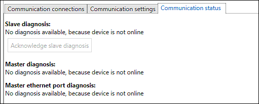 Fieldbus Configurator – “Communication Status” Tab