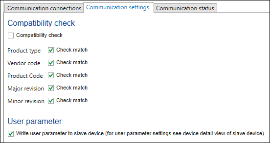 Fieldbus Configurator – “Communication Settings” Tab