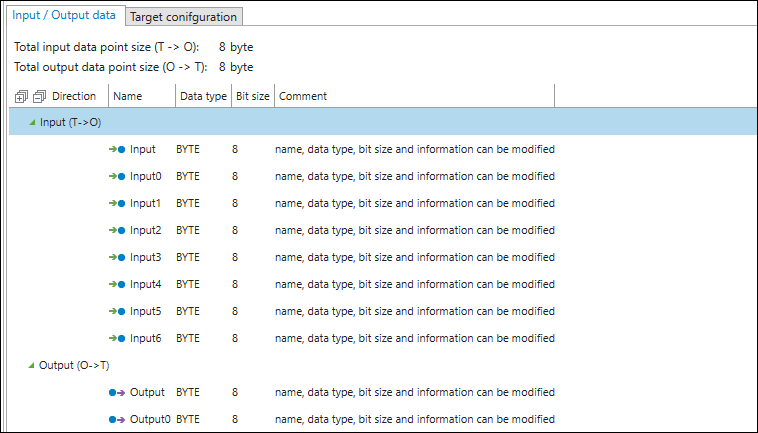 Data Point Configurator – “Input/Output data” Tab