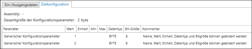 Datenpunktkonfigurator – Register „Zielkonfiguration“