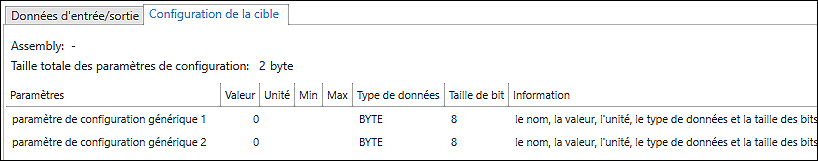 Configurateur de points de données - Onglet « Configuration cible »