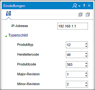 EtherNet/IP-Einstellungen (Typenschild) aus der EDS-Datei