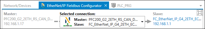 Selected Connection in the EtherNet/IP Fieldbus Configurator