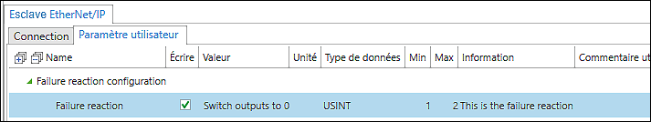 Configurateur de points de données - Onglet « Paramètres utilisateurs »