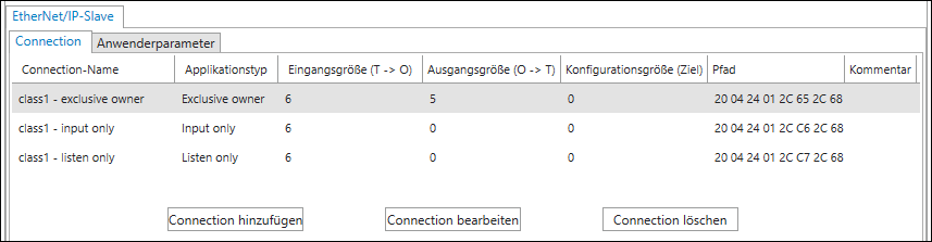 Datenpunktkonfigurator – Register „Connection“