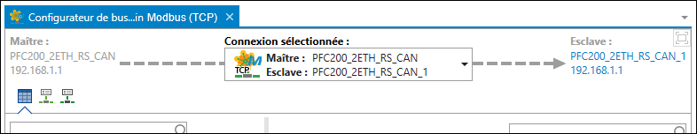 Connexion sélectionnée dans le configurateur de bus de terrain