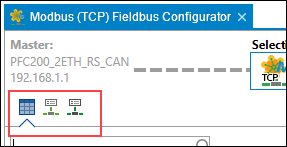 Tabs in the Modbus Fieldbus Configurator