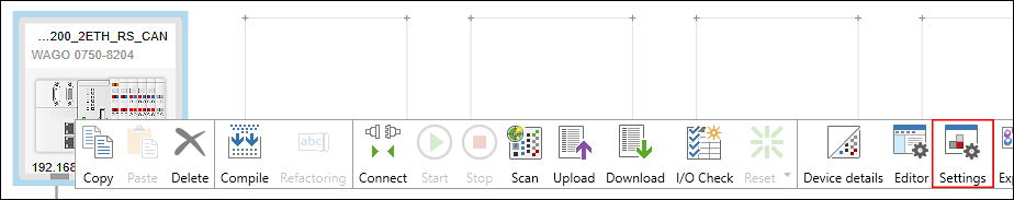 Open the “Settings” Panel