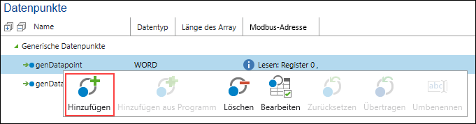 Generische Datenpunkte hinzufügen