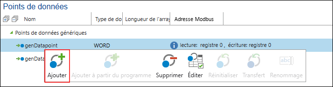 Ajouter des points de données génériques