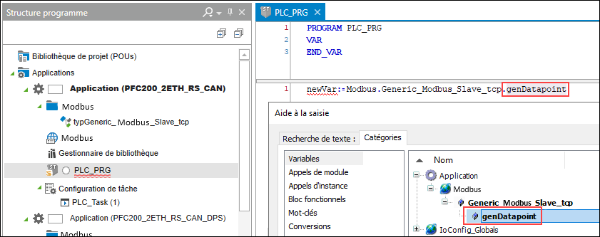 Accès à la variable dans l’application maître