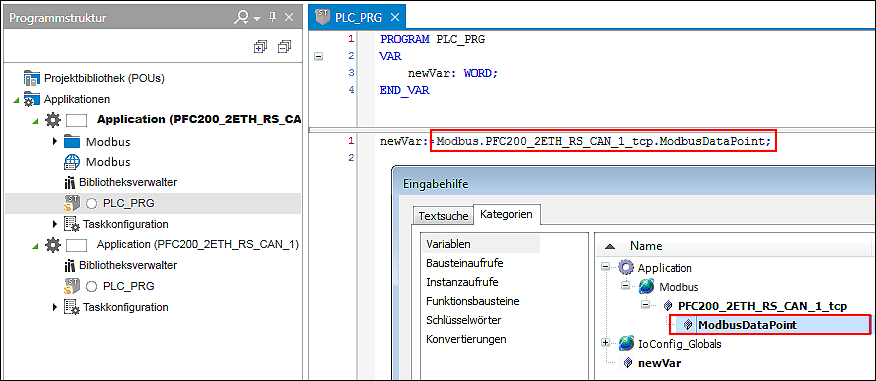 Zugriff auf die Variable der Master-Applikation