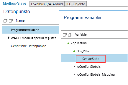 Variable aus Applikation auswählen