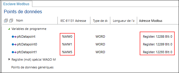 Utiliser des variables à partir de CODESYS V2