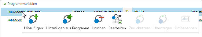 Kontextmenü Datenpunktkonfigurator