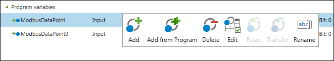 Data Point Configurator Context Menu
