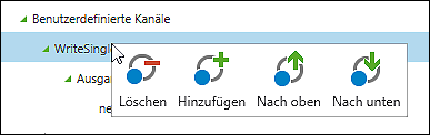 Kontextmenü Modbus-Kommunikationskanäle