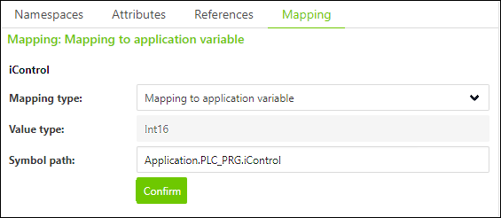 “Mapping” tab (when selecting a variable)