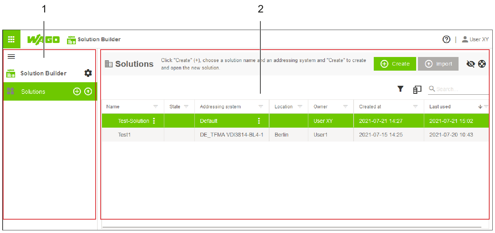 Structure de l'interface utilisateur dans la zone "Vue de démarrage"