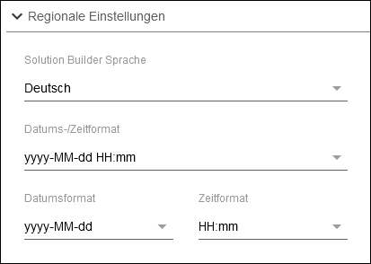 Seitenmenü > Einstellungen > Bereich „Regionale Einstellungen“