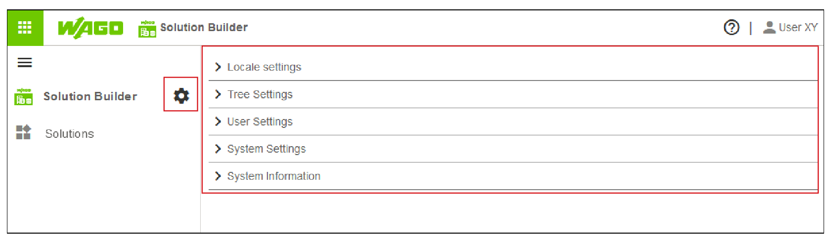 Side Menu > Settings > Overview of Areas (Collapsed)