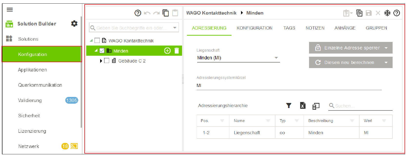 Seitenmenü > Menüpunkt „Konfiguration“