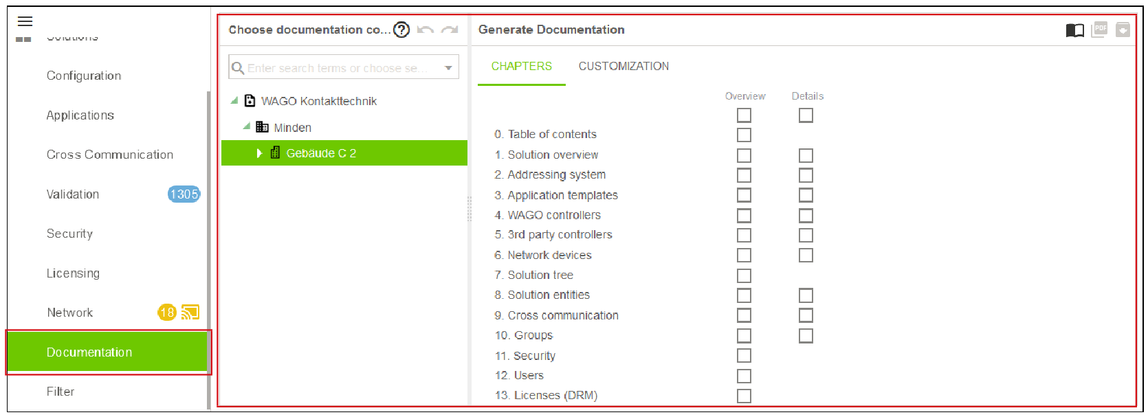 Side Menu > “Documentation“ Menu Item