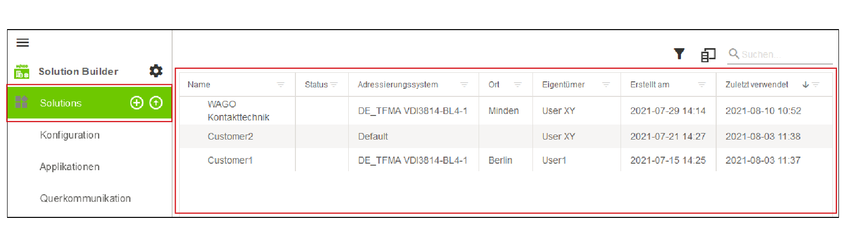 Seitenmenü > Menüpunkt „Solutions“