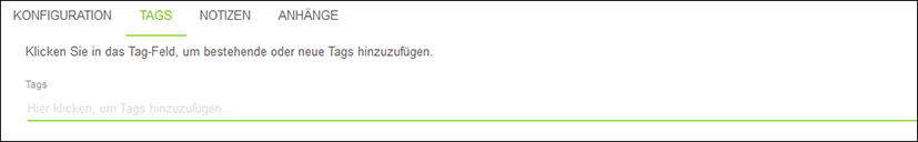 Seitenmenü > Menüpunkt „Konfiguration“ > Register „TAGS“