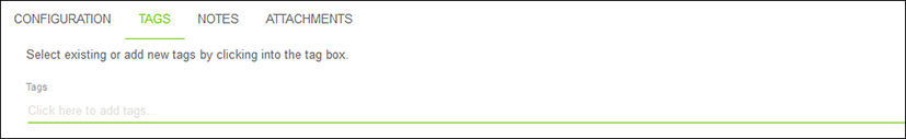 Side Menu > “Configuration” Menu Item > “TAGS“ Tab