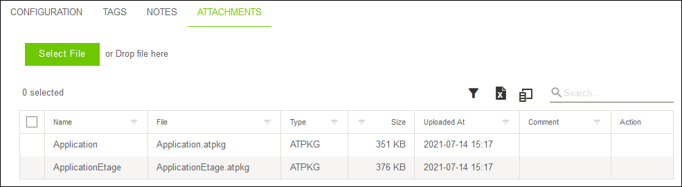 Side Menu > “Configuration” Menu Item > “ATTACHMENTS“ Tab