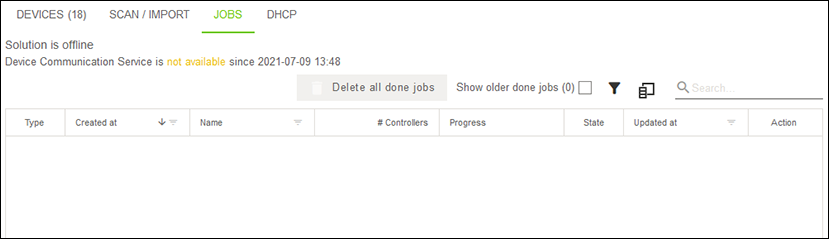 Side Menu > “Solutions” Menu Item > “Network” Menu Item > “JOBS” Tab