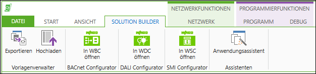 e!COCKPIT-Menüband der Software WAGO Solution Builder Plug-ins