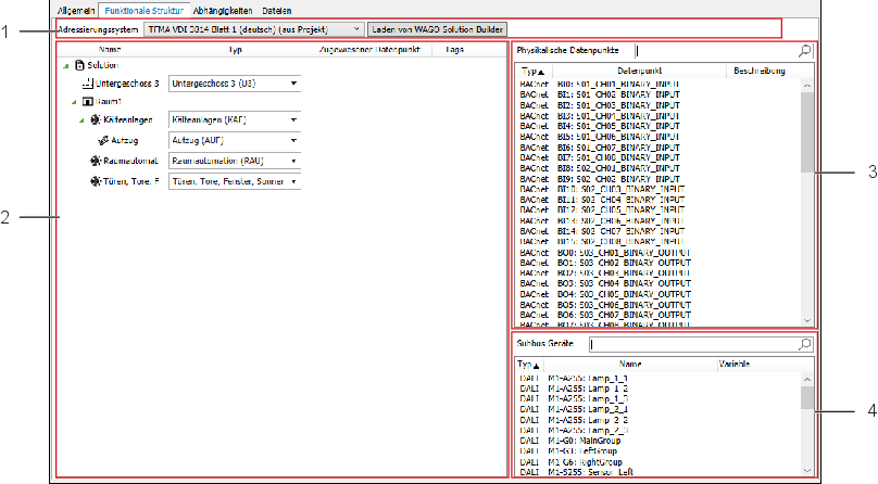 IEC-Entwicklungsumgebung: Arbeitsbereich des Application-Template-Managers > Register „Funktionale Struktur“
