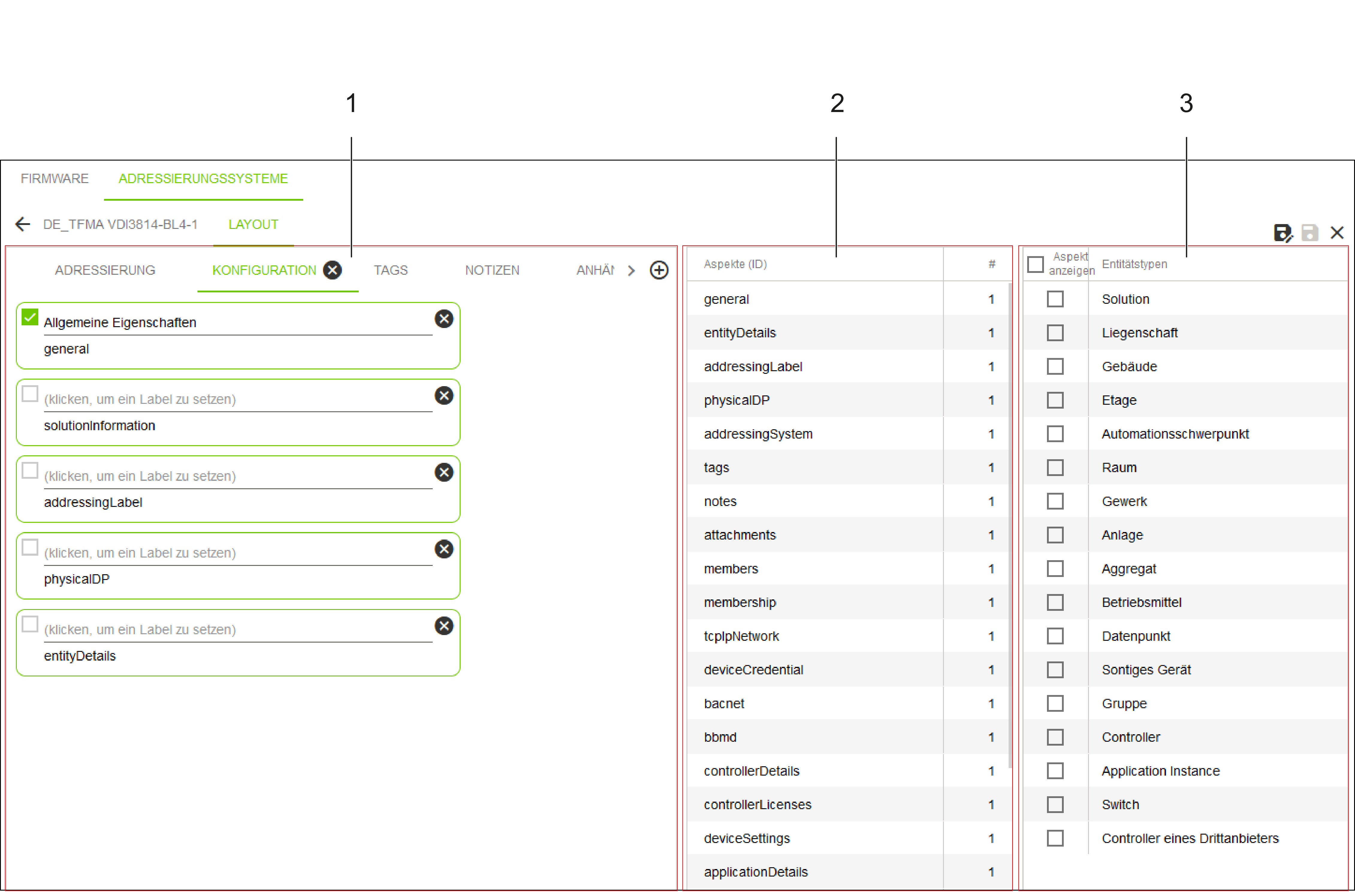 Struktureditor > Unterregister „LAYOUT“